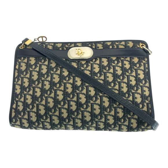 CHRISTIAN DIOR Vintage Blue Leather Trotter Shoulder Bag